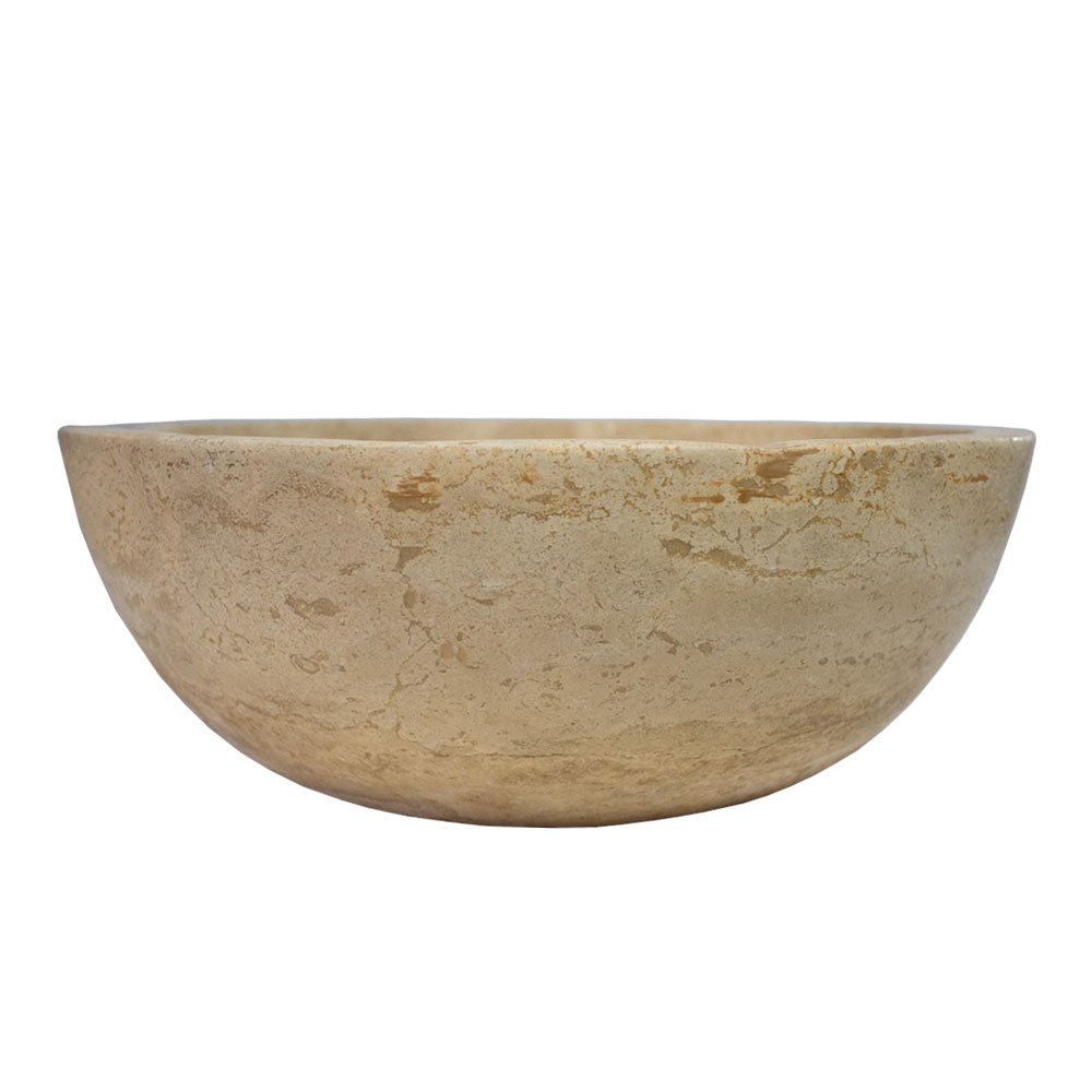 Természetes kőburkolatok_Travertin mosdókagyló (átmérő 42 cm, magasság 15 cm, falvastagság 2 cm)