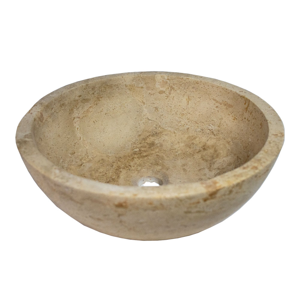 Természetes kőburkolatok_Travertin mosdókagyló (átmérő 42 cm, magasság 15 cm, falvastagság 2 cm)