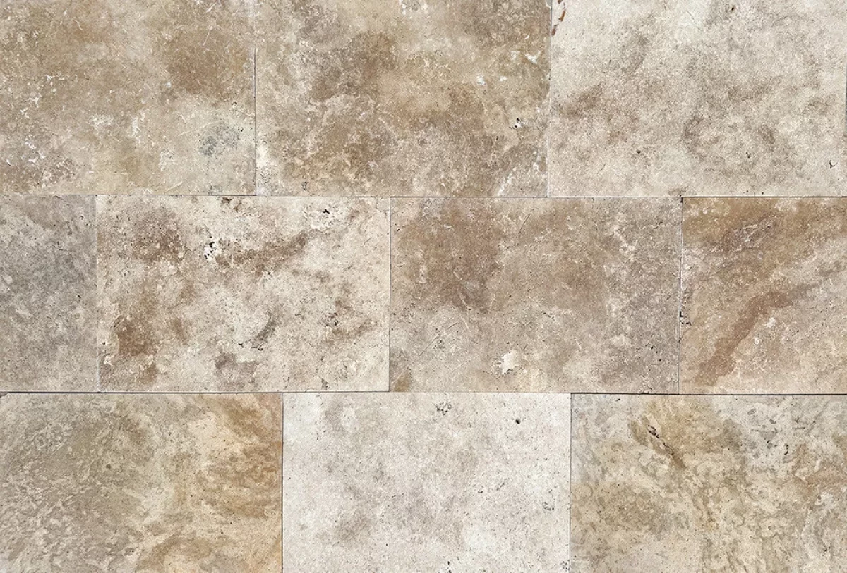 Természetes kőburkolatok_Travertin Gea antikolt tömítetlen 40,6*61*1,2 cm szabályos