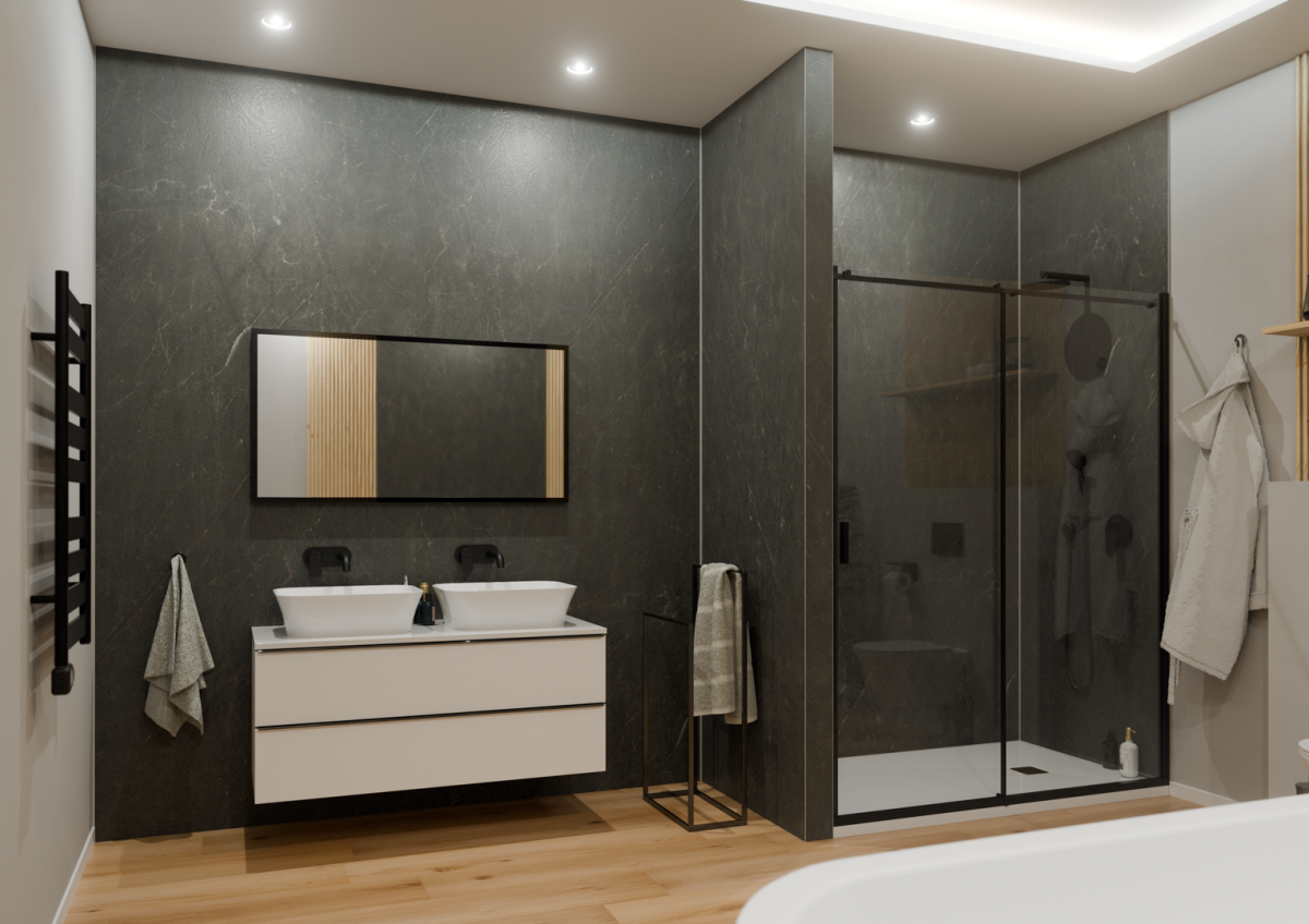 Modee_Monreale Black struktúrált SPC falpanel /WMS518C/ 1175*2800*4 mm