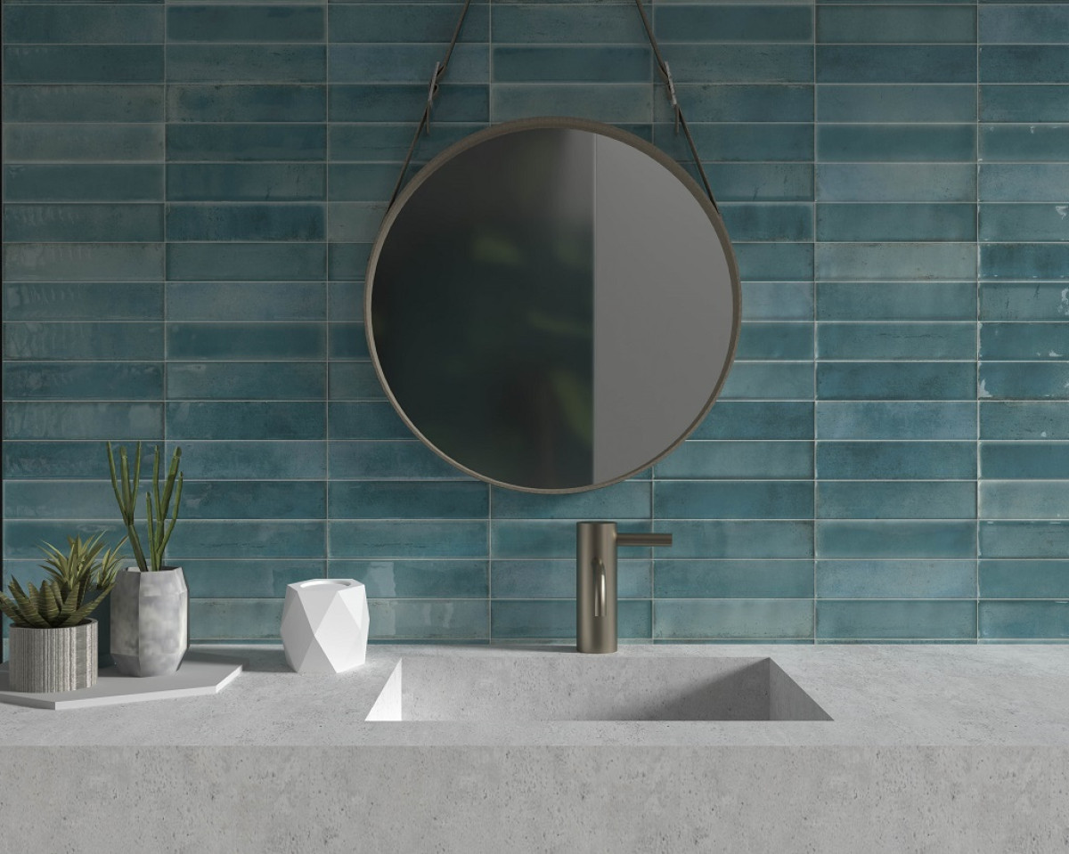 Savoia Italia_ Artisan Azurro fényes fali csempe 25*60*0,83cm