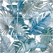 Savoia Italia_Botanical fényes Blue Forest Dekor (A+B+C) fali csempe 25*75*0,85 cm
