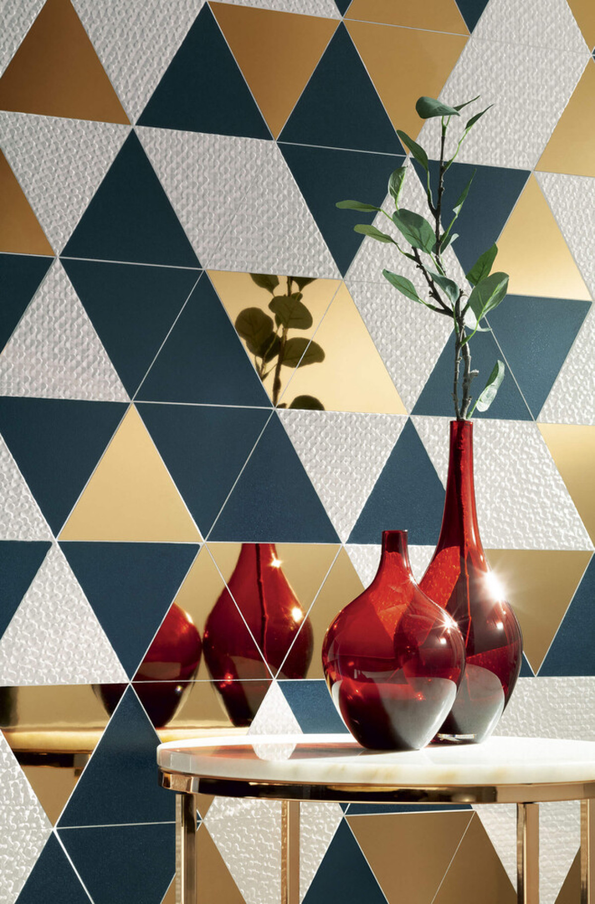 Arte_Scarlet White Copper Tri STR fényes/matt csempe 13,9*16*1 cm