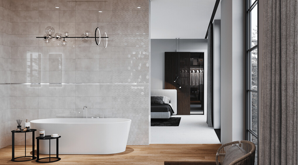 Valore_Next Grey Hexagon Ret fényes fali csempe 25*75 cm