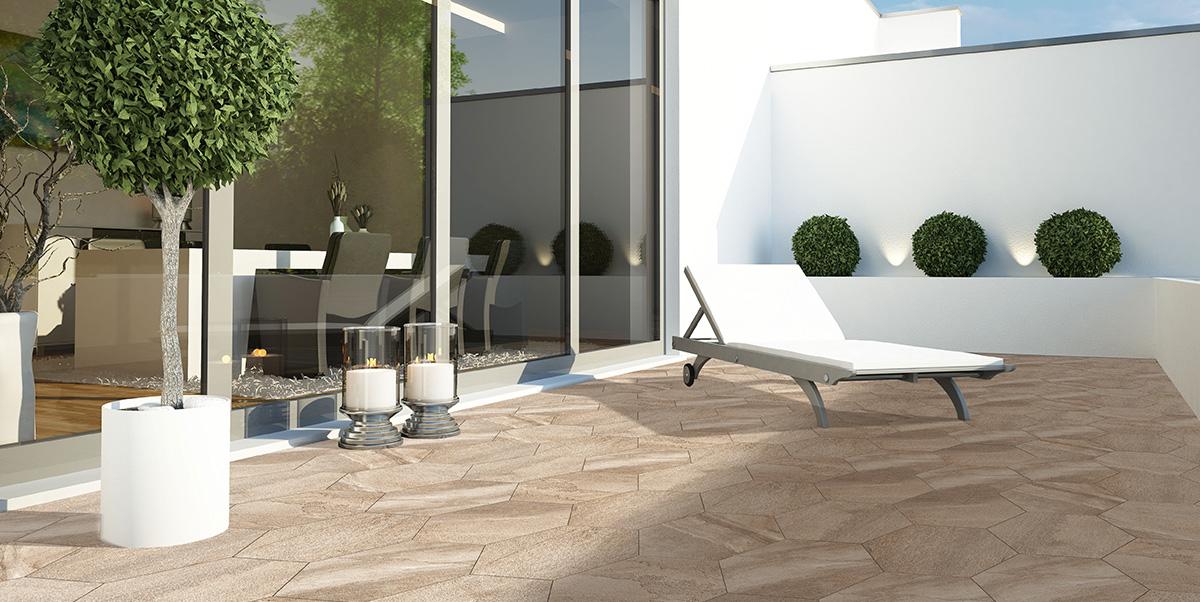 Kőporcelán_StoneGres_ Esagono Cappucino (Natural) 60 x 52 x 2 cm