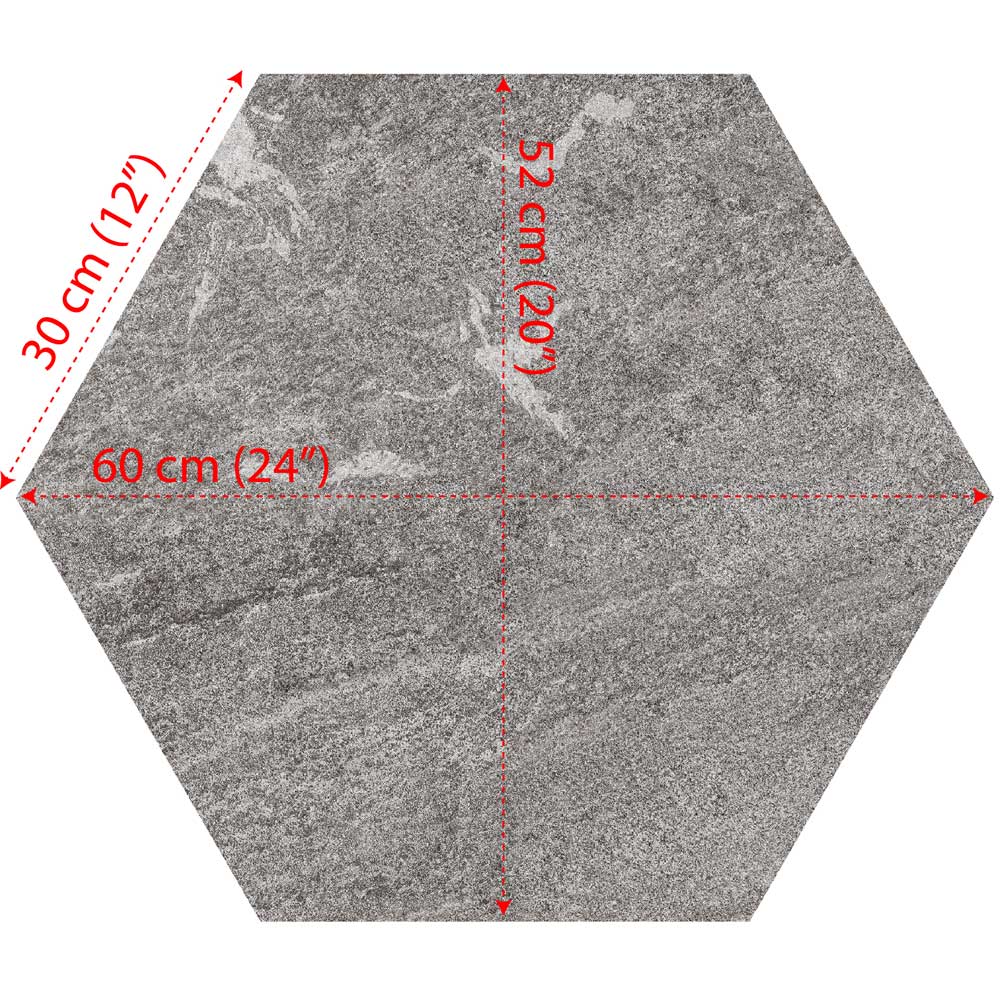 Kőporcelán_StoneGres_ Esagono Grigioni(Natural) 60 x 52 x 2 cm