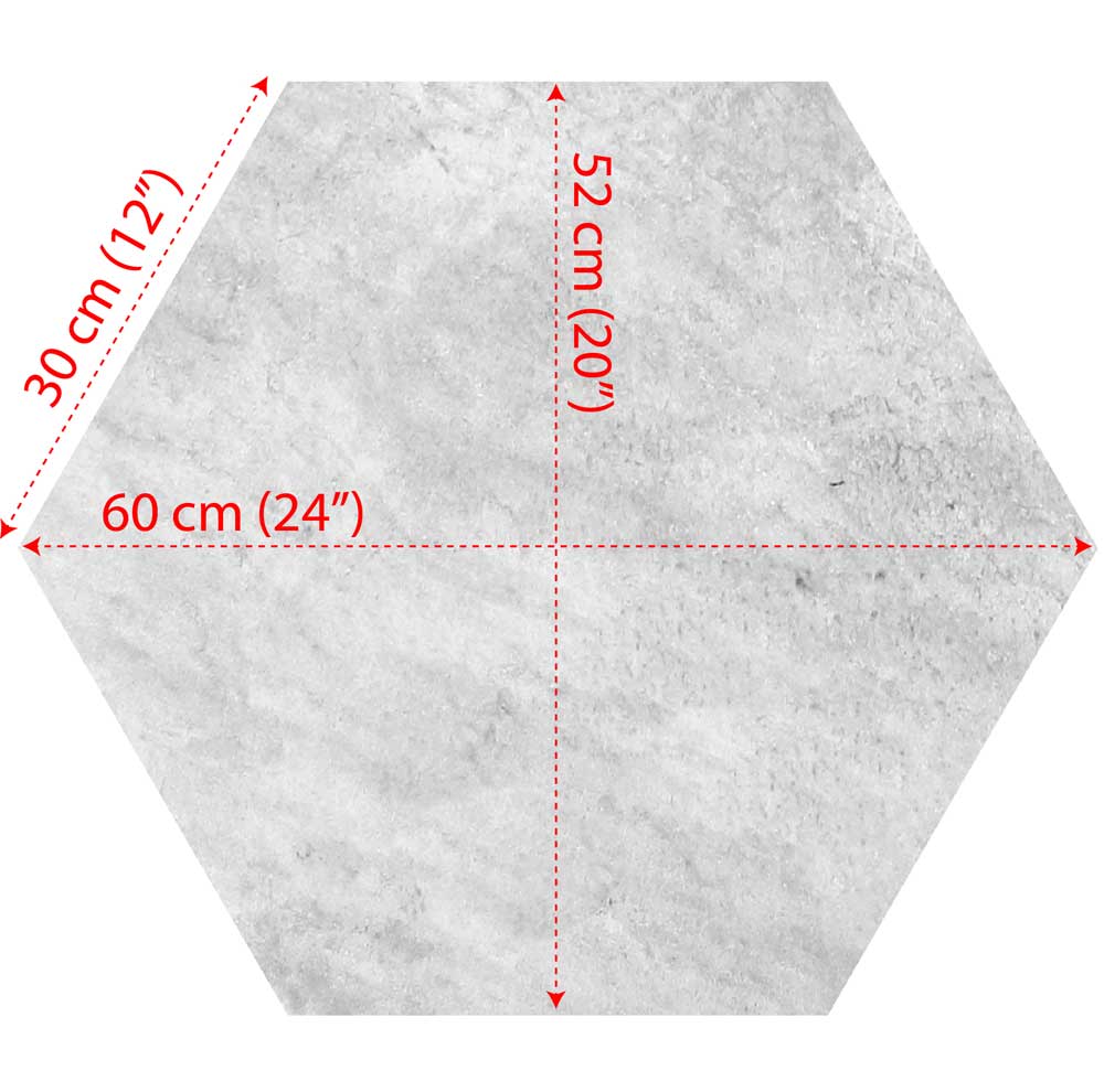 Kőporcelán_StoneGres_ Esagono Quarzite Bianca (Natural) 60 x 52 x 2 cm