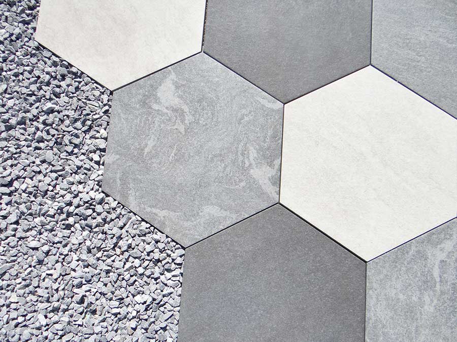 Kőporcelán_StoneGres_ Esagono Quarzite Bianca (Natural) 60 x 52 x 2 cm