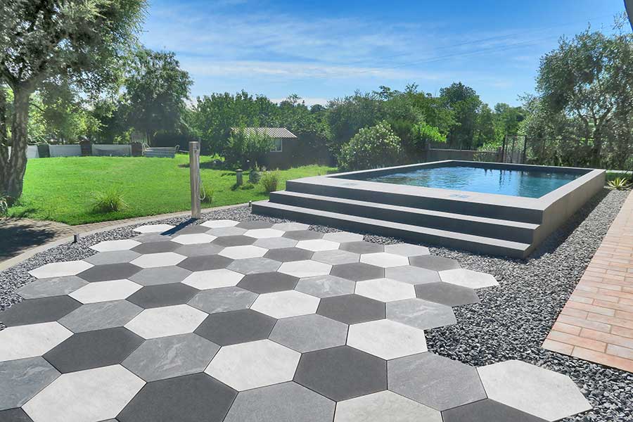 Kőporcelán_StoneGres_ Esagono Quarzite Bianca (Natural) 60 x 52 x 2 cm