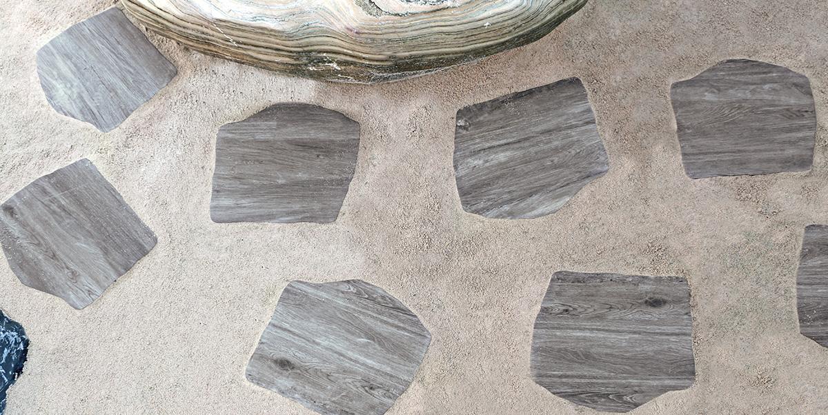 Kőporcelán_StoneGres_ Passo Giapponese Holz Grigio 42 x 36 x 2 cm