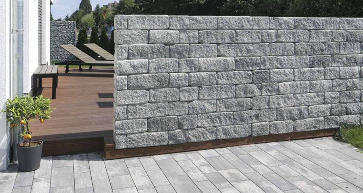 VIASTEIN_VIA+ Mattone Tres falazóblokk roppantott felülettel_antracit/fehér árnyalt 15 cm