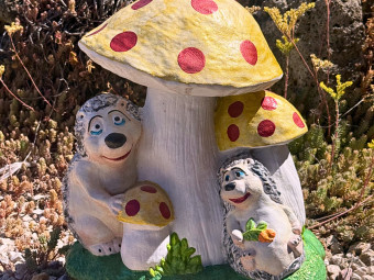 Beton butik_kerti díszek_Sünis gomba - sárga