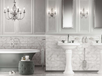 Golden Tile_Metro Carrara fehér márvány fényes falicsempe 10 x 20 x 0,7 cm /460251/