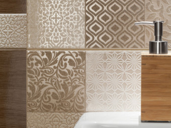 Arté_Karyntia Beige Decor fényes fali csempe 25*36 cm