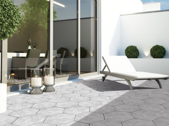 Kőporcelán_StoneGres_ Esagono Quarzite Bianca (Natural) 60 x 52 x 2 cm