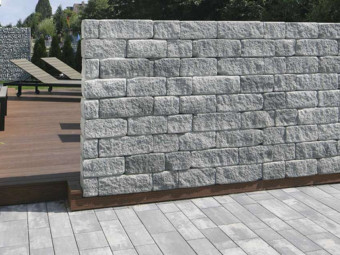 VIASTEIN_VIA+ Mattone Tres falazóblokk roppantott felülettel_antracit/fehér árnyalt 15 cm